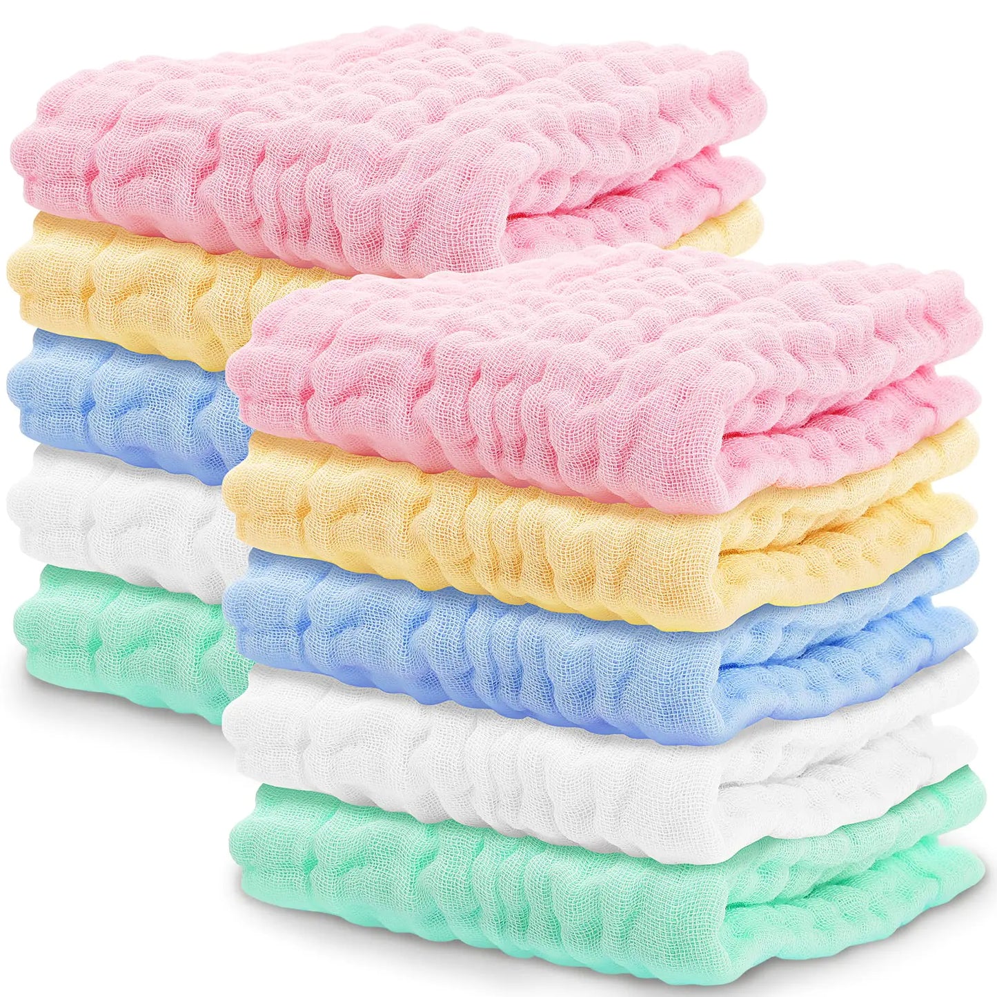 CLRBEATTY 10 Pack Muslin Baby WashclothsSoft Natural Baby Muslin Wash Cloth100% Cotton Muslin Washcloth for Baby Registry as ShowerBreathable Baby Face Towel Burp Cloths for Sensitive Skin Baby