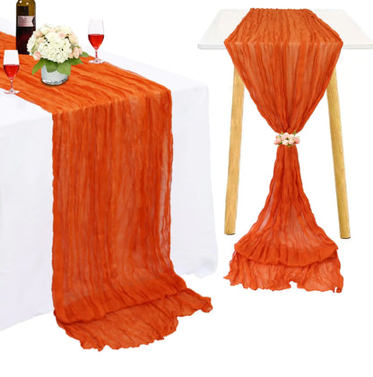 Orange Cheesecloth Table Runner Wedding Gauze Table Runner Rectangle 10FT Fall Table Runner Burnt Orange Cheese Cloths Halloween Cheesecloth Table Runners for Thanksgiving Day Birthday Decoration