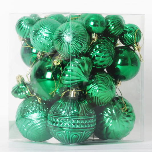 Christmas Ornaments Set with 60pcs Shatterproof Christmas Tree Decorations Multi-Size Christmas Ball Ornaments with 7 Styles Green