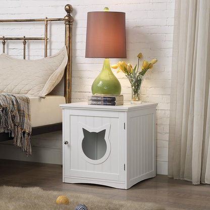 Image of Cat House And Litter Box Enclosure Nightstand White 489974868 from Edmene LLC