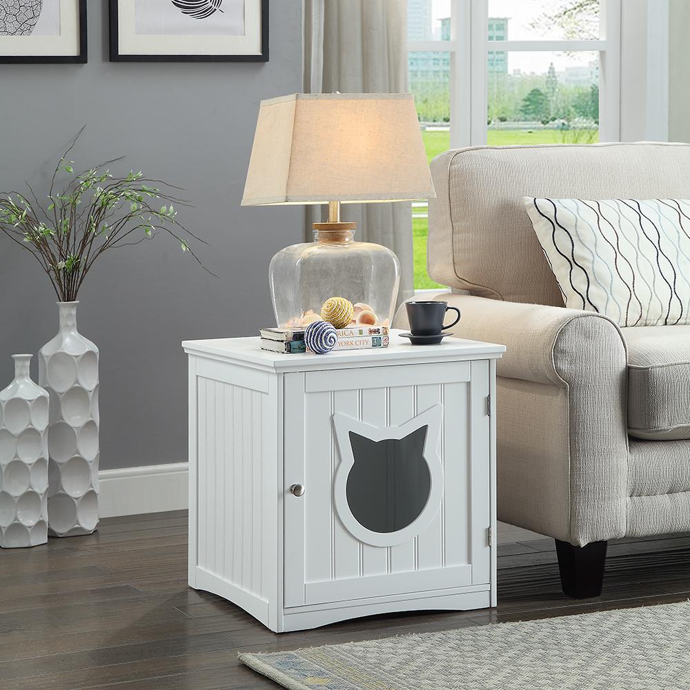 Image of Cat House And Litter Box Enclosure Nightstand White 489974868 from Edmene LLC