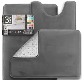 Velvet Anti-Slip Bathroom Mat with Memory Foam (One Piece)