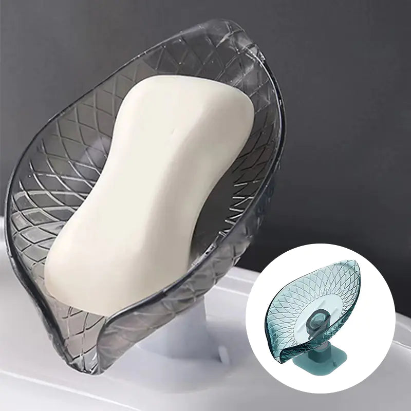 Leaf Shaped Transparent Soap Box for Bathroom Storage