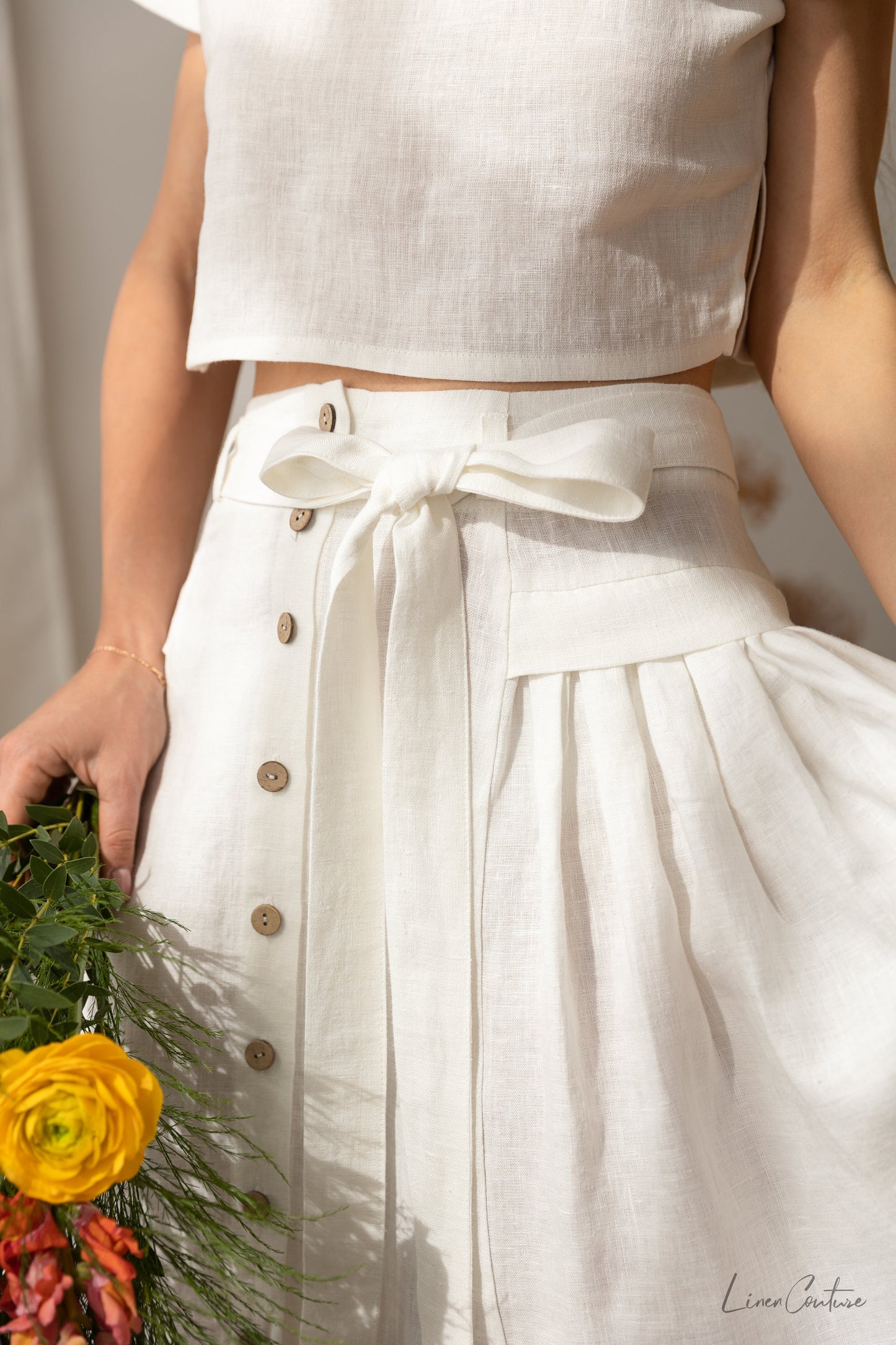 Image of Taormina Set Linen Crop Top And Flared Midi Skirt 1 781272505 from Edmene LLC