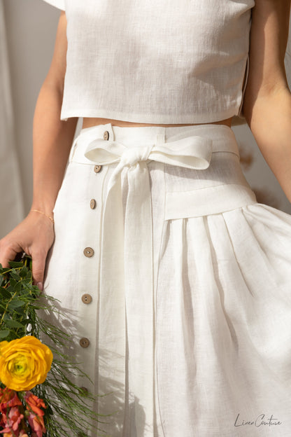 Image of Taormina Set Linen Crop Top And Flared Midi Skirt 1 781272505 from Edmene LLC