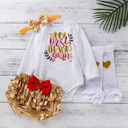 2019 New Baby Thanksgiving Outfit Set with Cartoon Design