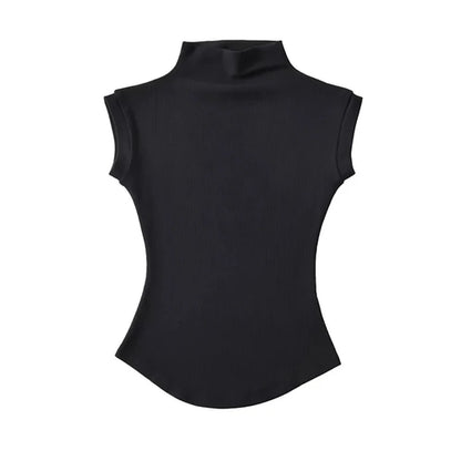 Image of Women Summer Sexy Turtleneck Sleeveless T Shirts Tops Solid Slim Fit 1396010809 from Edmene LLC