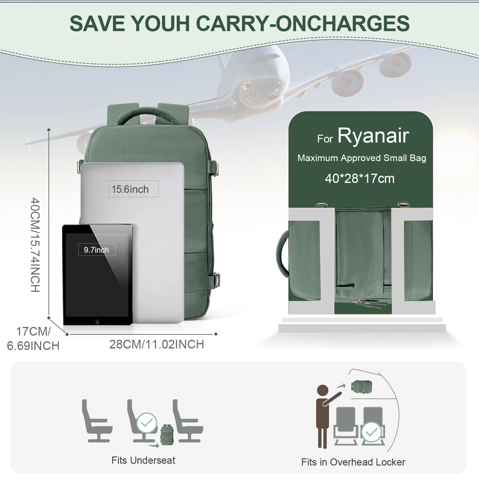 Image of Ryanair Backpack 40X20X25 Cabin Bag Travel Backpack For Men Women Hand 561471857 from Edmene LLC