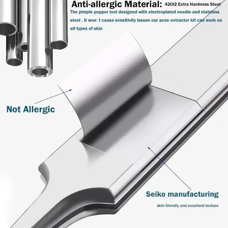 Image of 11Pcs Ingrown Hair Tweezers Acne Blackhead Removal Needles Black Dots 662138327 from Edmene LLC