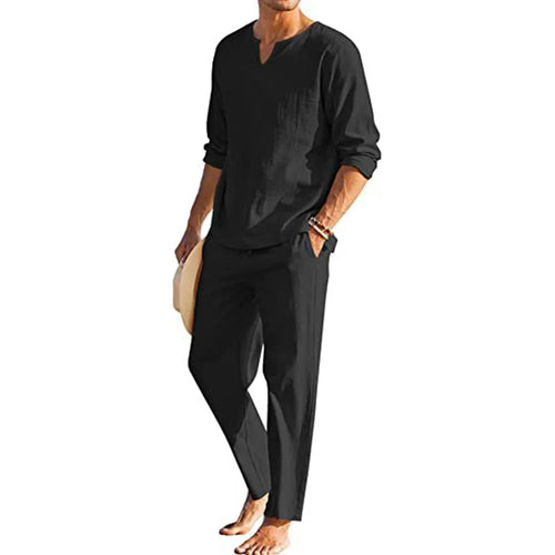 Image of Casual Cotton Linen Two Piece Men Set 51614143 from Edmene LLC