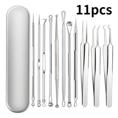 Image of 11Pcs Ingrown Hair Tweezers Acne Blackhead Removal Needles Black Dots 662138327 from Edmene LLC