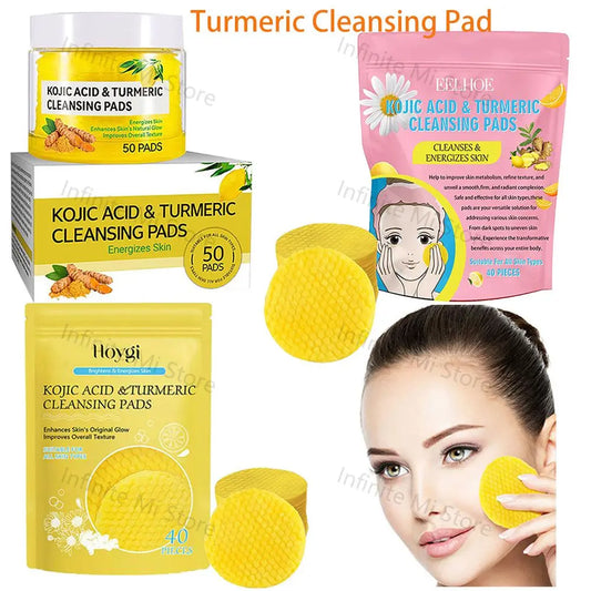 Image of 40/50pcs Turmeric Kojic Acid Cleansing Pads Exfoliating P... from Edmene LLC