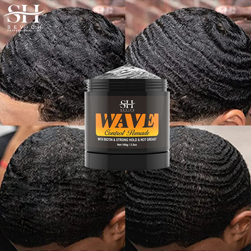100g Waves Control Pomade Set 360 Wavy Hair Oil With Brush Natural