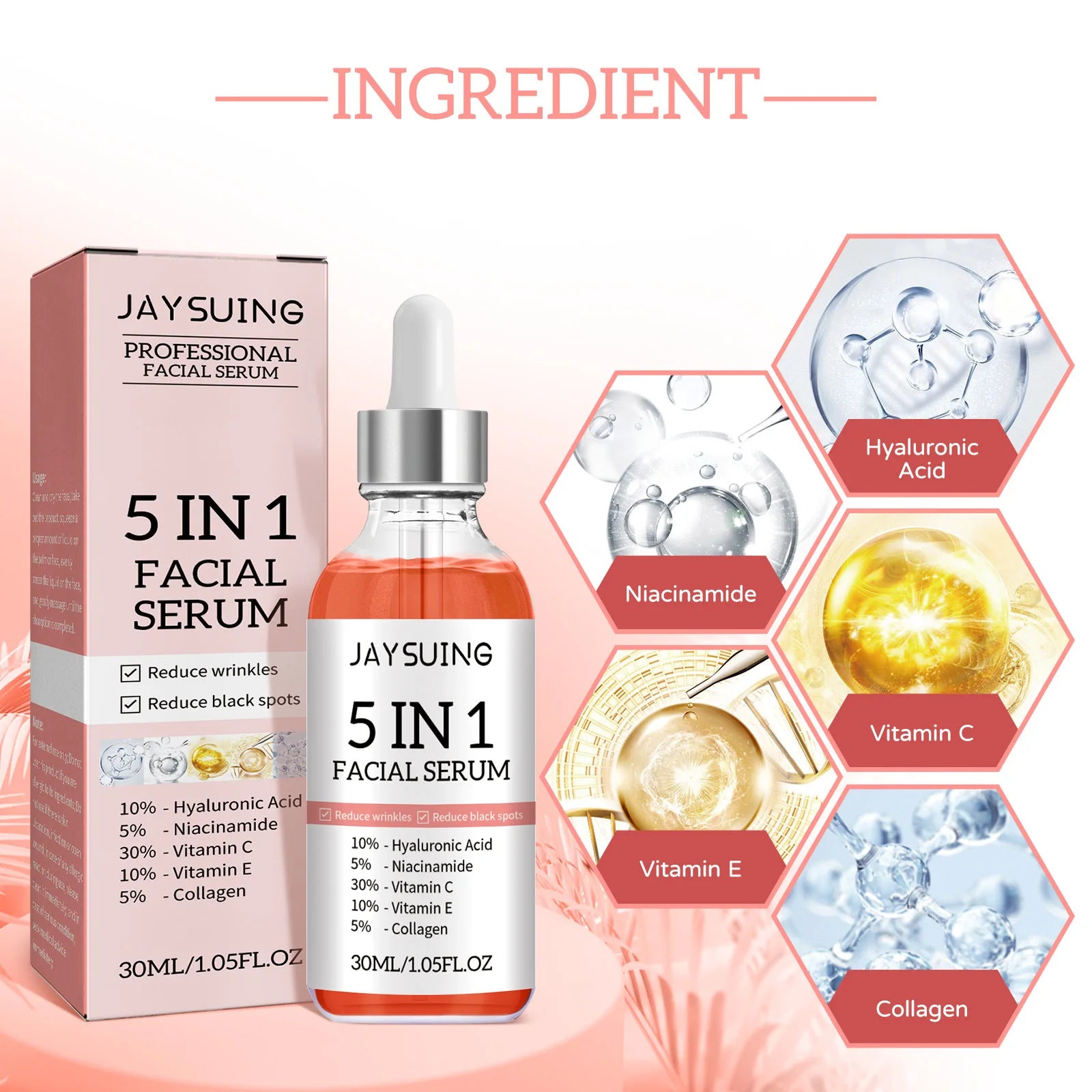 Image of 5 In 1 Face Serum Hydrating Hyaluronic Acid Vitamin C Face Serum 1183224964 from Edmene LLC