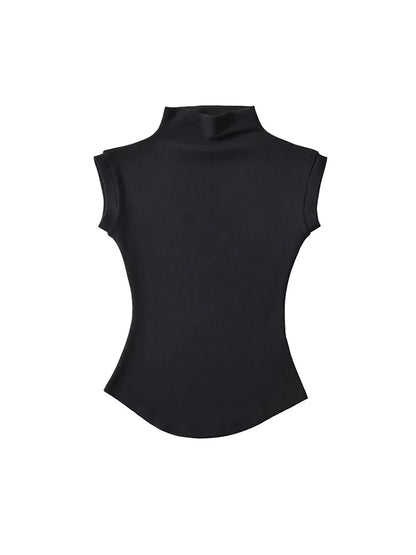 Image of Women Summer Sexy Turtleneck Sleeveless T Shirts Tops Solid Slim Fit 1396010809 from Edmene LLC