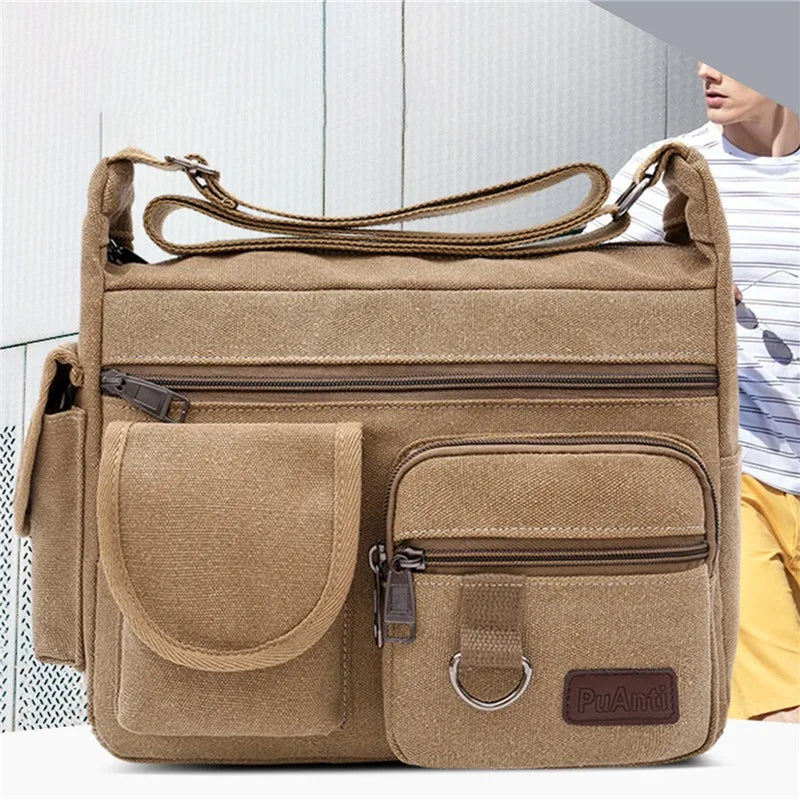Image of Men Canvas Shoulder Bags Casual Tote Travel Men's Crossbo... from Edmene LLC