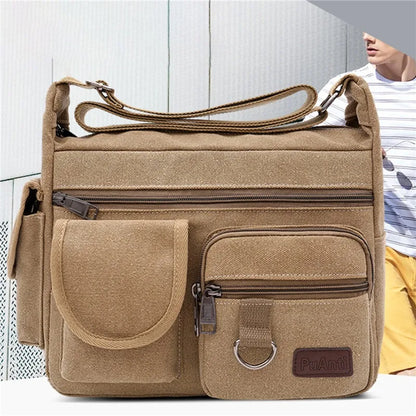 Image of Men Canvas Shoulder Bags Casual Tote Travel Men's Crossbo... from Edmene LLC