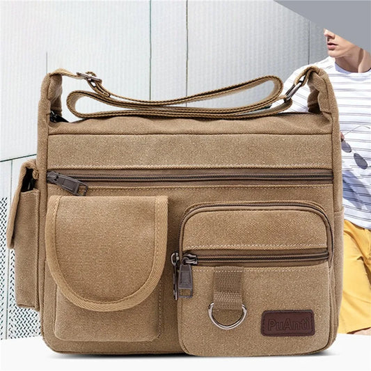 Image of Men Canvas Shoulder Bags Casual Tote Travel Men's Crossbo... from Edmene LLC