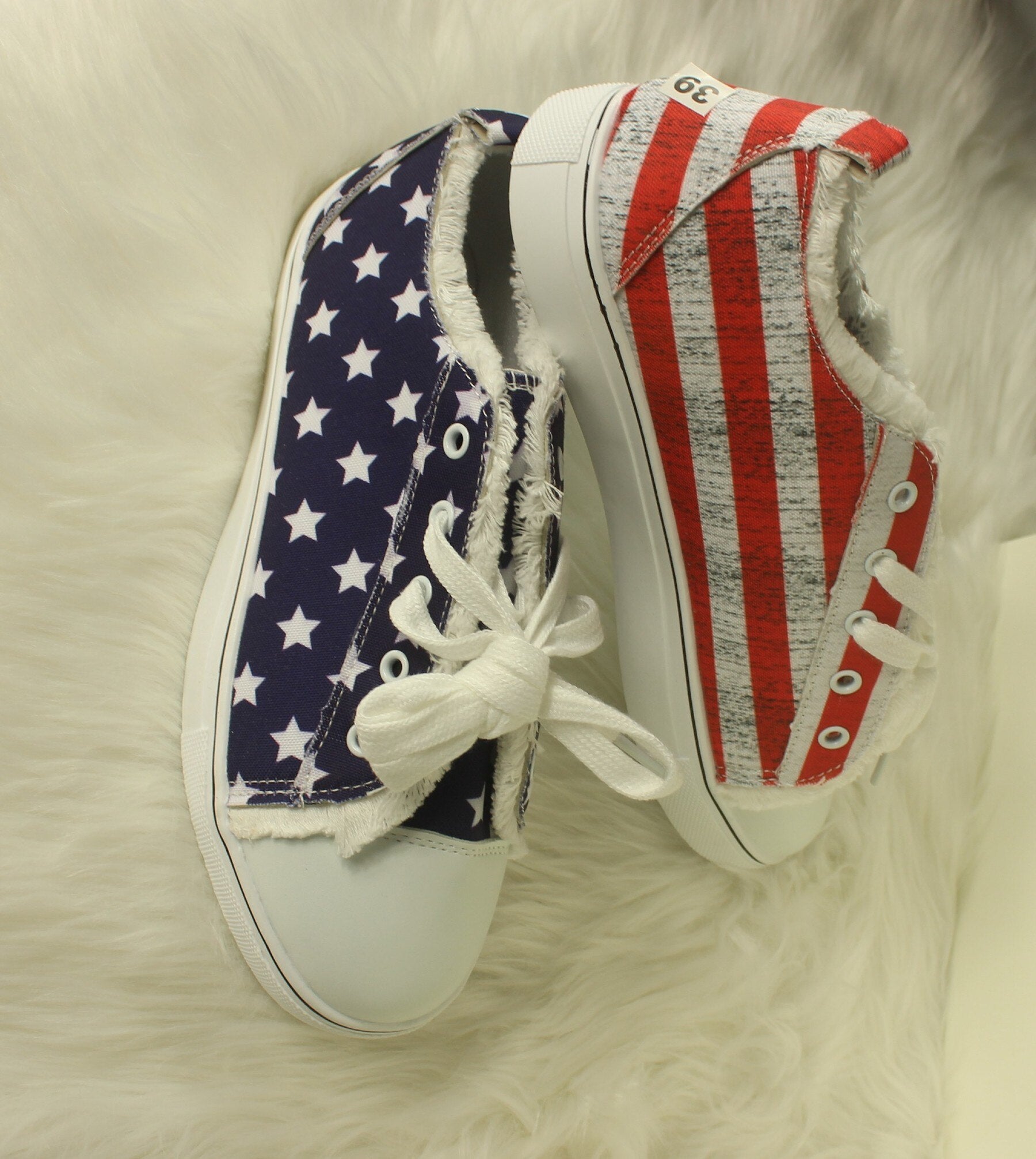 Image of Star Striped Lace Up Sneakers Round Toe Casual Shoes 671427264 from Edmene LLC