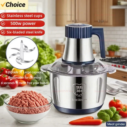 Image of Electric Meat Grinder 304 Stainless Food Crusher Multifun... from Edmene LLC