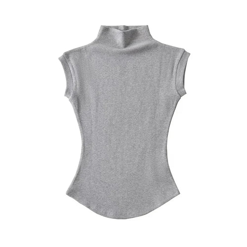 Image of Women Summer Sexy Turtleneck Sleeveless T Shirts Tops Solid Slim Fit 1396010809 from Edmene LLC