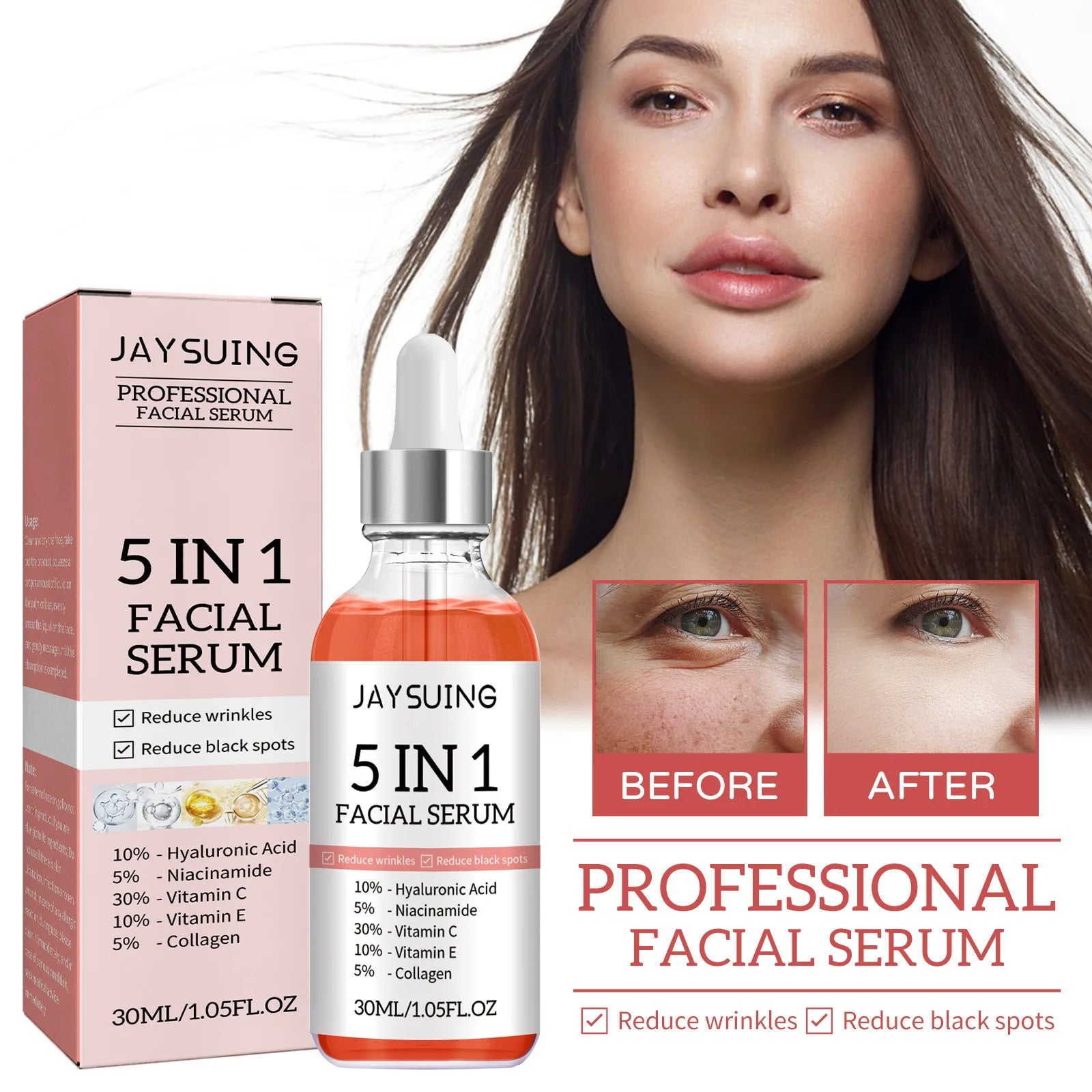 Image of 5 in 1 Face Serum Hydrating Hyaluronic Acid Vitamin C Fac... from Edmene LLC
