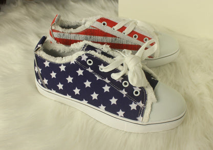 Image of Star Striped Lace Up Sneakers Round Toe Casual Shoes 671427264 from Edmene LLC