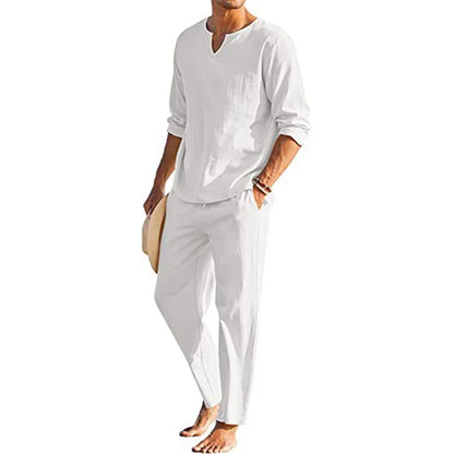 Image of Casual Cotton Linen Two Piece Men Set 51614143 from Edmene LLC