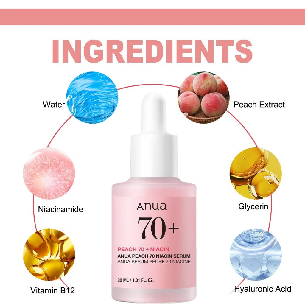Image of Anua Peach 70 Niacinamide Face Serum Brightening Moisturizing 528683937 from Edmene LLC