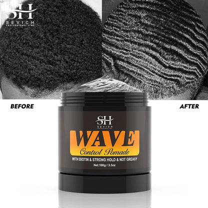 100g Waves Control Pomade Set 360 Wavy Hair Oil With Brush Natural