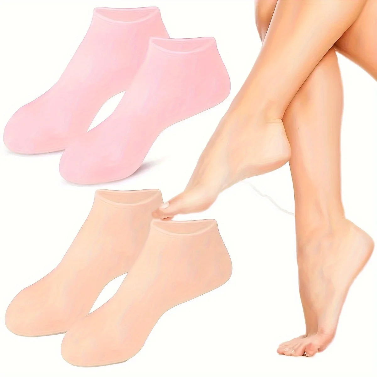 Image of 2 Pack Moisturizing Silicone Gel Socks for Dry Cracked Fe... from Edmene LLC