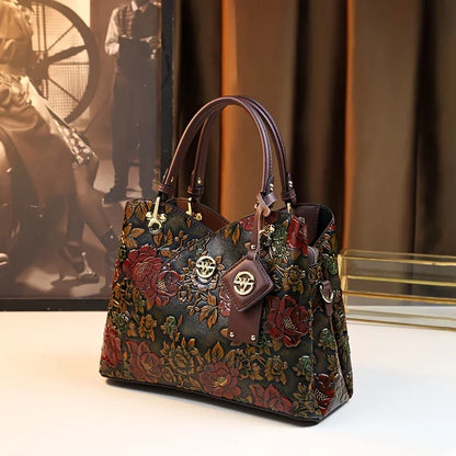 Image of Vintage Flower Pattern Handbag Luxury Pu Leather Tote Bag Fashion 1621867444 from Edmene LLC