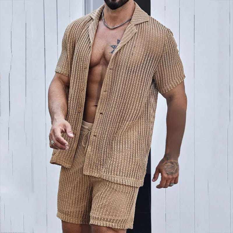 Image of Summer See Through Mens Shorts Set 1744248792 from Edmene LLC