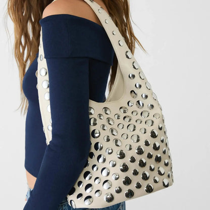 Image of Punk Style Embellished Double Faced Round Rivet Inlaid Niche Luxury 100381695 from Edmene LLC