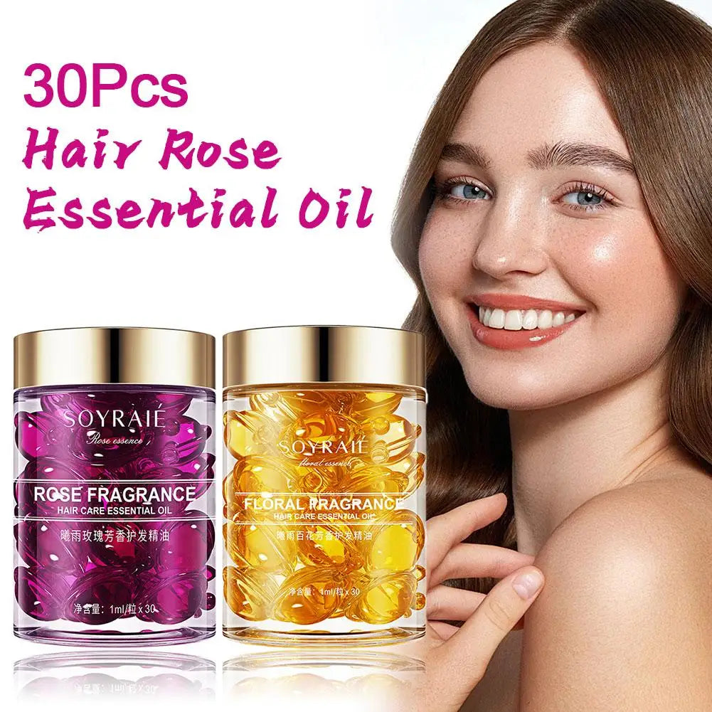 30pcs Hair Care Vitamin Capsules Rose, Lily Extract Hair Treatment Oil