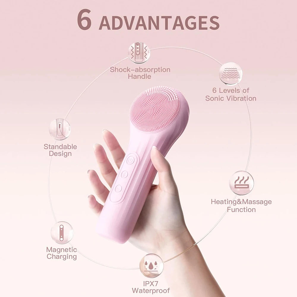 Image of Sonic Waterproof Facial Cleansing Brush Rechargeable Scrubber 1012297381 from Edmene LLC