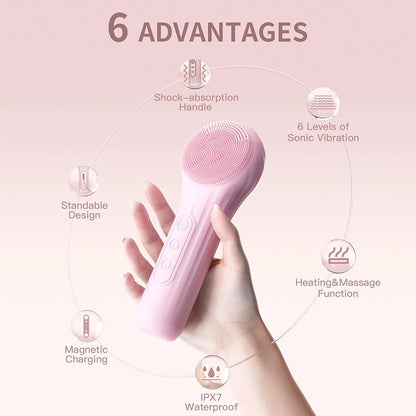 Image of Sonic Waterproof Facial Cleansing Brush Rechargeable Scrubber 1012297381 from Edmene LLC