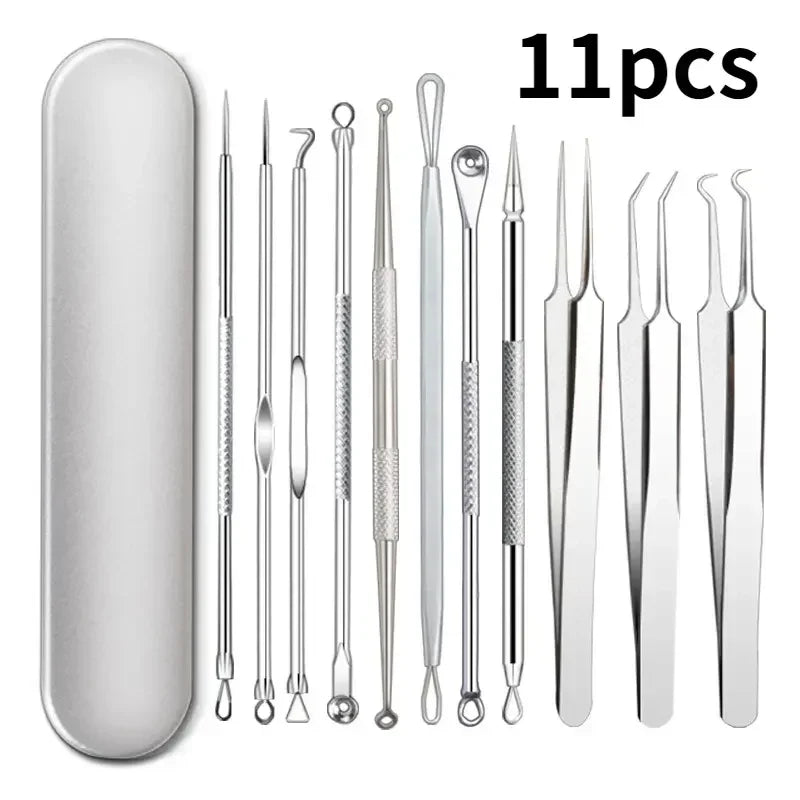 Image of 11Pcs Ingrown Hair Tweezers Acne Blackhead Removal Needle... from Edmene LLC