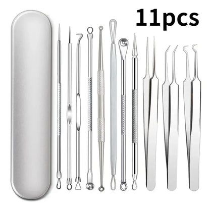 Image of 11Pcs Ingrown Hair Tweezers Acne Blackhead Removal Needle... from Edmene LLC