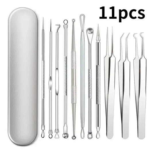 Image of 11Pcs Ingrown Hair Tweezers Acne Blackhead Removal Needle... from Edmene LLC
