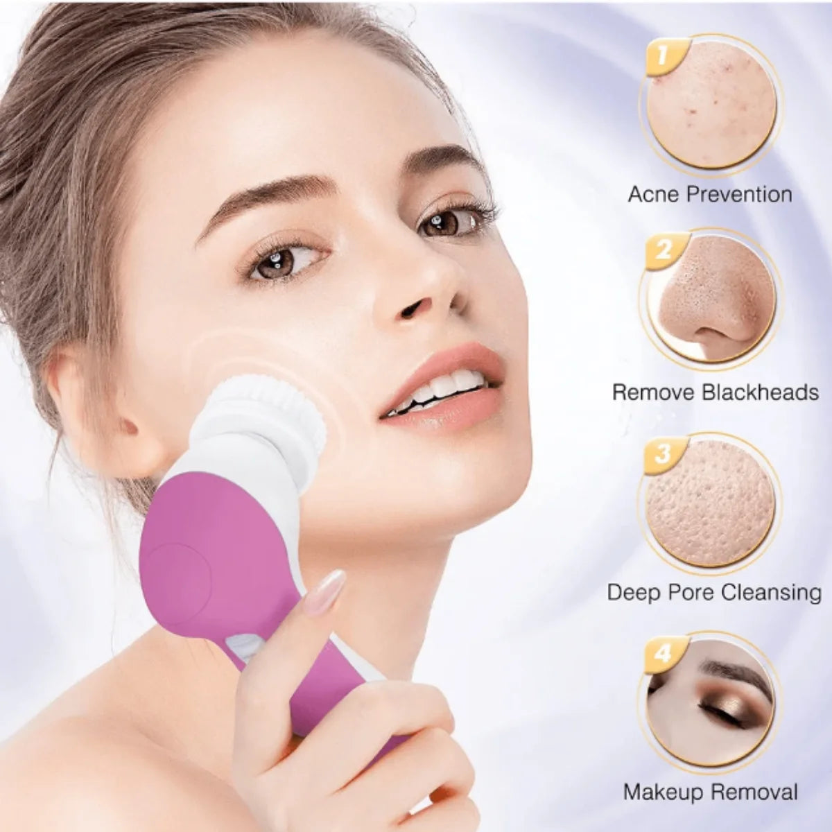 Image of Electric Facial Cleaner 5 IN 1 Face Cleansing Brush Wash ... from Edmene LLC