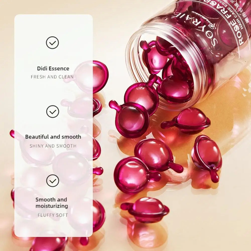 30pcs Hair Care Vitamin Capsules Rose, Lily Extract Hair Treatment Oil
