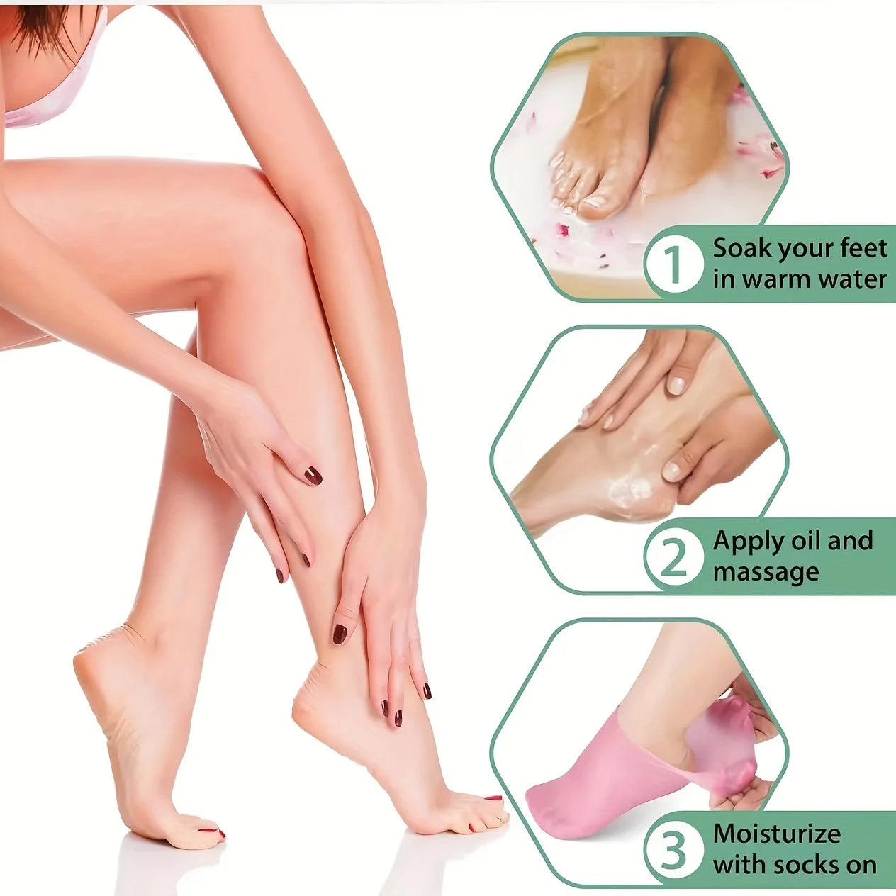 Image of 2 Pack Moisturizing Silicone Gel Socks For Dry Cracked Feet Nourishing 1568083567 from Edmene LLC