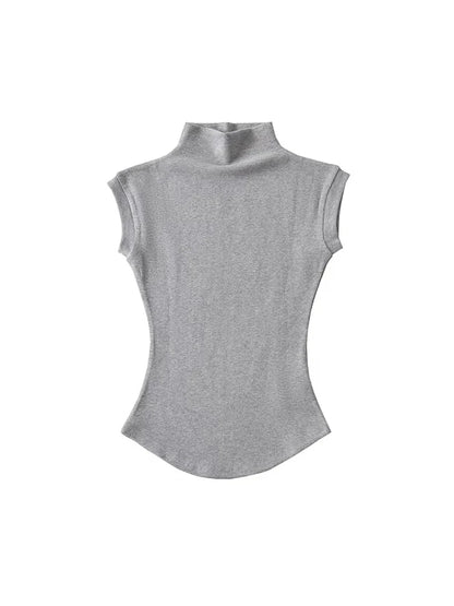 Image of Women Summer Sexy Turtleneck Sleeveless T Shirts Tops Solid Slim Fit 1396010809 from Edmene LLC