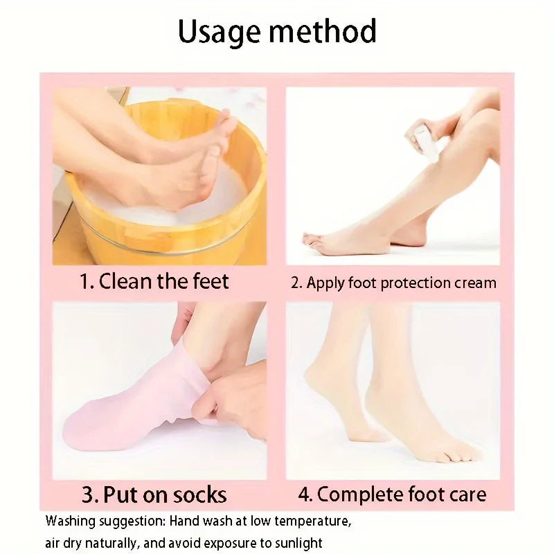 Image of 2 Pack Moisturizing Silicone Gel Socks For Dry Cracked Feet Nourishing 1568083567 from Edmene LLC