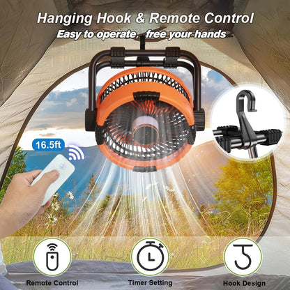Camping Fan 20000mAh Rechargeable Portable Camping Circulator Fan