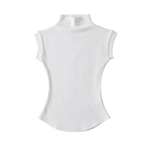 Image of Women Summer Sexy Turtleneck Sleeveless T Shirts Tops Solid Slim Fit 1396010809 from Edmene LLC