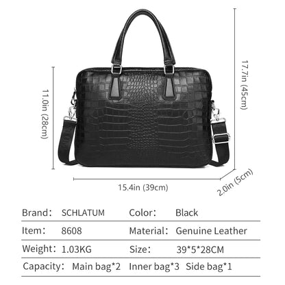 Image of Schlatum Genuine Leather Crocodile Grain Briefcases Hard For Men 15 6 1120304880 from Edmene LLC