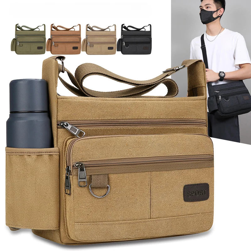 Image of Men Canvas Shoulder Bags Casual Tote Travel Men's Crossbo... from Edmene LLC