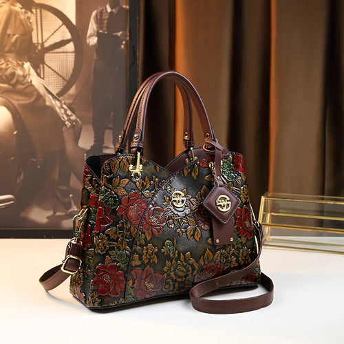 Image of Vintage Flower Pattern Handbag Luxury Pu Leather Tote Bag Fashion 1621867444 from Edmene LLC